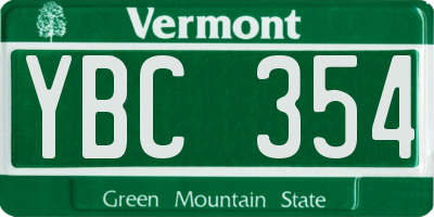 VT license plate YBC354