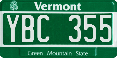 VT license plate YBC355