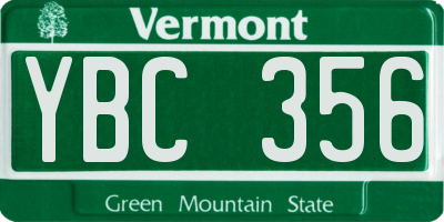 VT license plate YBC356