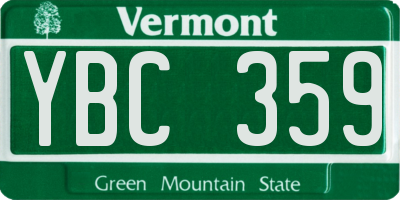 VT license plate YBC359