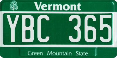 VT license plate YBC365