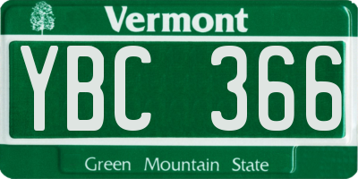 VT license plate YBC366