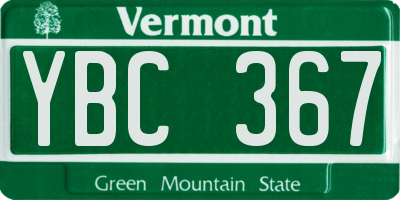 VT license plate YBC367
