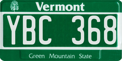 VT license plate YBC368