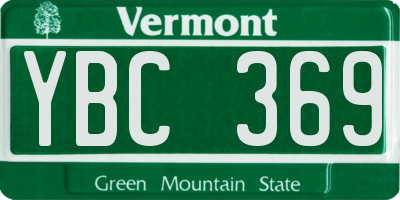 VT license plate YBC369