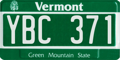 VT license plate YBC371