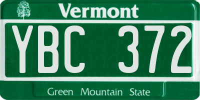 VT license plate YBC372