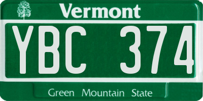 VT license plate YBC374