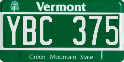 VT license plate YBC375