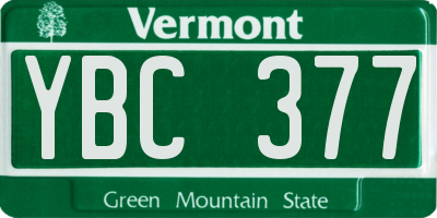 VT license plate YBC377