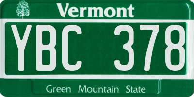 VT license plate YBC378