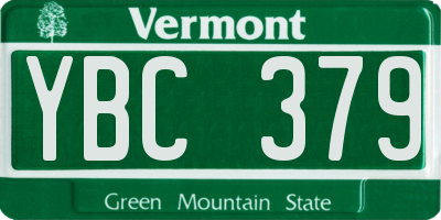VT license plate YBC379