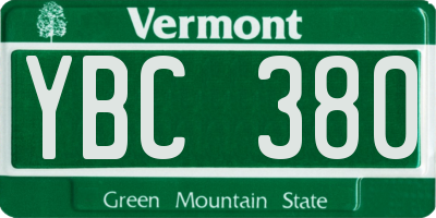 VT license plate YBC380