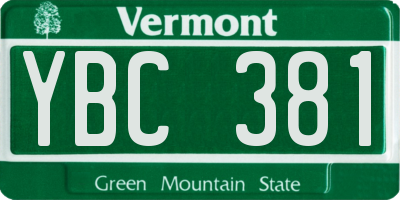 VT license plate YBC381