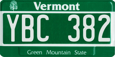 VT license plate YBC382