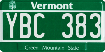 VT license plate YBC383