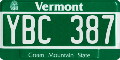 VT license plate YBC387