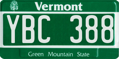 VT license plate YBC388