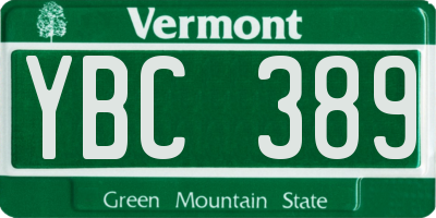 VT license plate YBC389