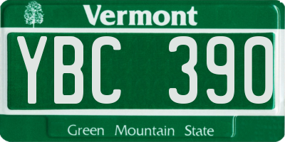VT license plate YBC390