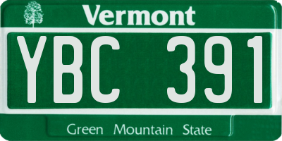 VT license plate YBC391