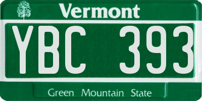 VT license plate YBC393