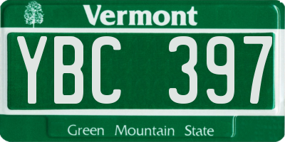 VT license plate YBC397