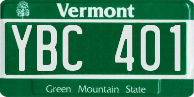 VT license plate YBC401