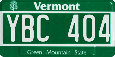 VT license plate YBC404
