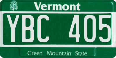 VT license plate YBC405