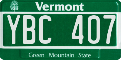 VT license plate YBC407