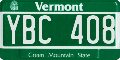 VT license plate YBC408