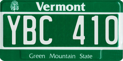 VT license plate YBC410