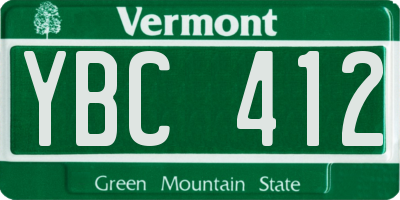 VT license plate YBC412