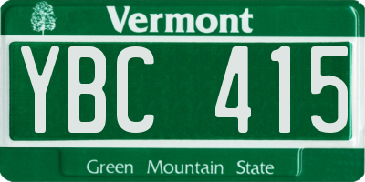 VT license plate YBC415