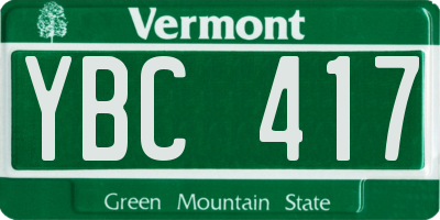 VT license plate YBC417