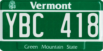 VT license plate YBC418