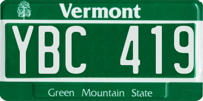 VT license plate YBC419