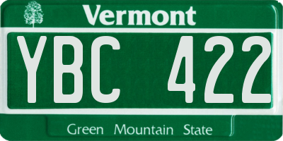 VT license plate YBC422