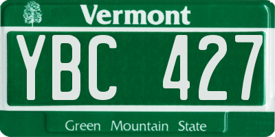 VT license plate YBC427
