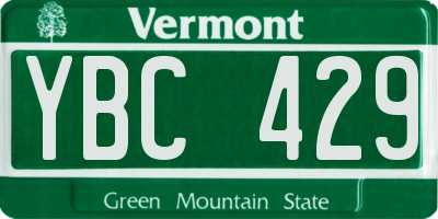 VT license plate YBC429