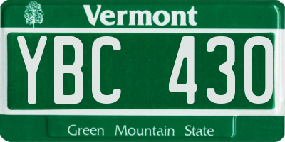 VT license plate YBC430