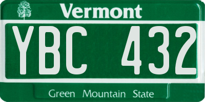 VT license plate YBC432