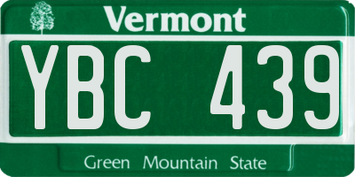 VT license plate YBC439