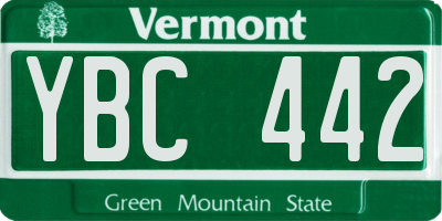 VT license plate YBC442