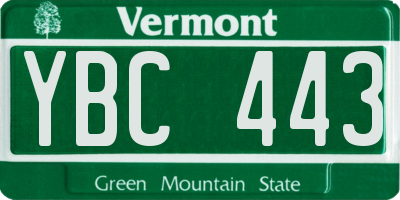 VT license plate YBC443