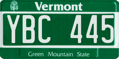 VT license plate YBC445