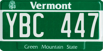 VT license plate YBC447
