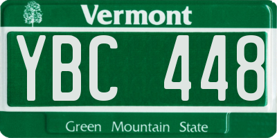 VT license plate YBC448