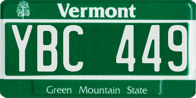 VT license plate YBC449